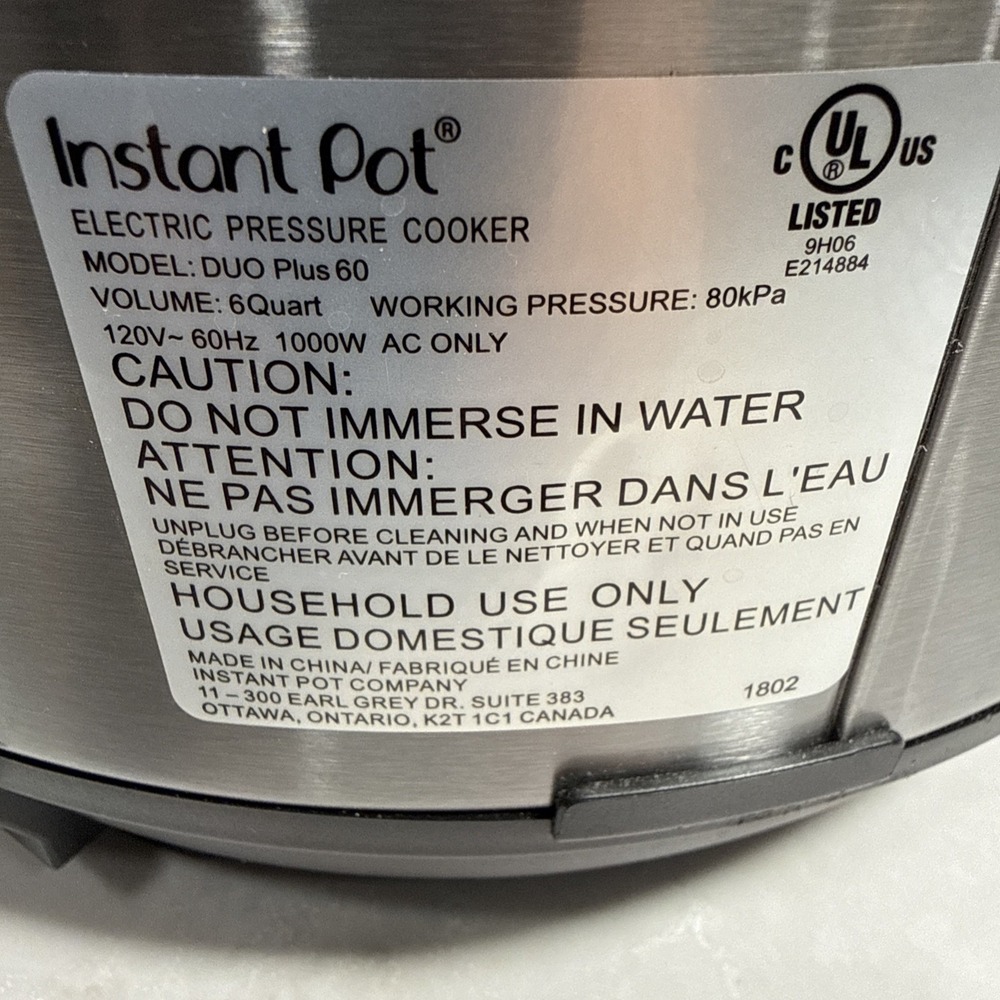 Instant Pot Pressure Cooker DUO Plus 60 Electric 6 Qt Stainless - Picture 3 of 10